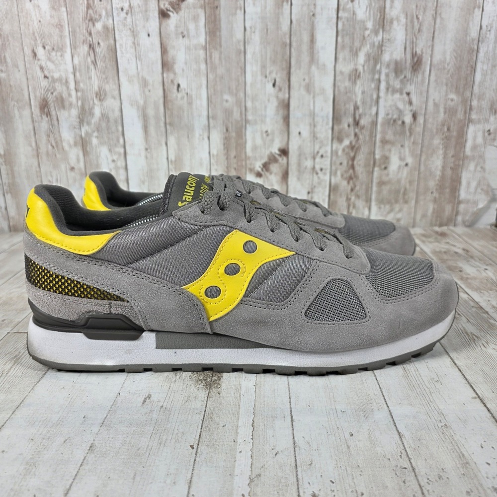 Saucony Shadow Original Mens Grey Yellow Retro Running Shoes S2108-592 Size 14
